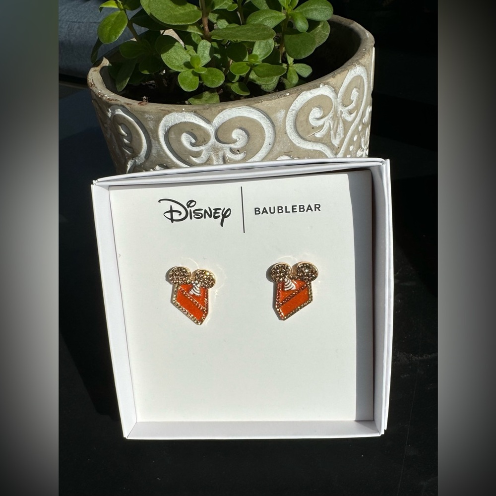 Disney X Baublebar Mickey Mouse Pumpkin Pie Shaped Thanksgiving Enamel Earrings